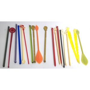 Vintage Stirrers American Airlines Seagrams Caesars Montes Glass Set of 19